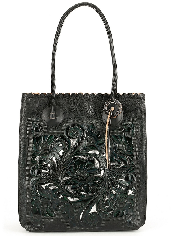 NWT Patricia Nash burnished tooled tote black teal
